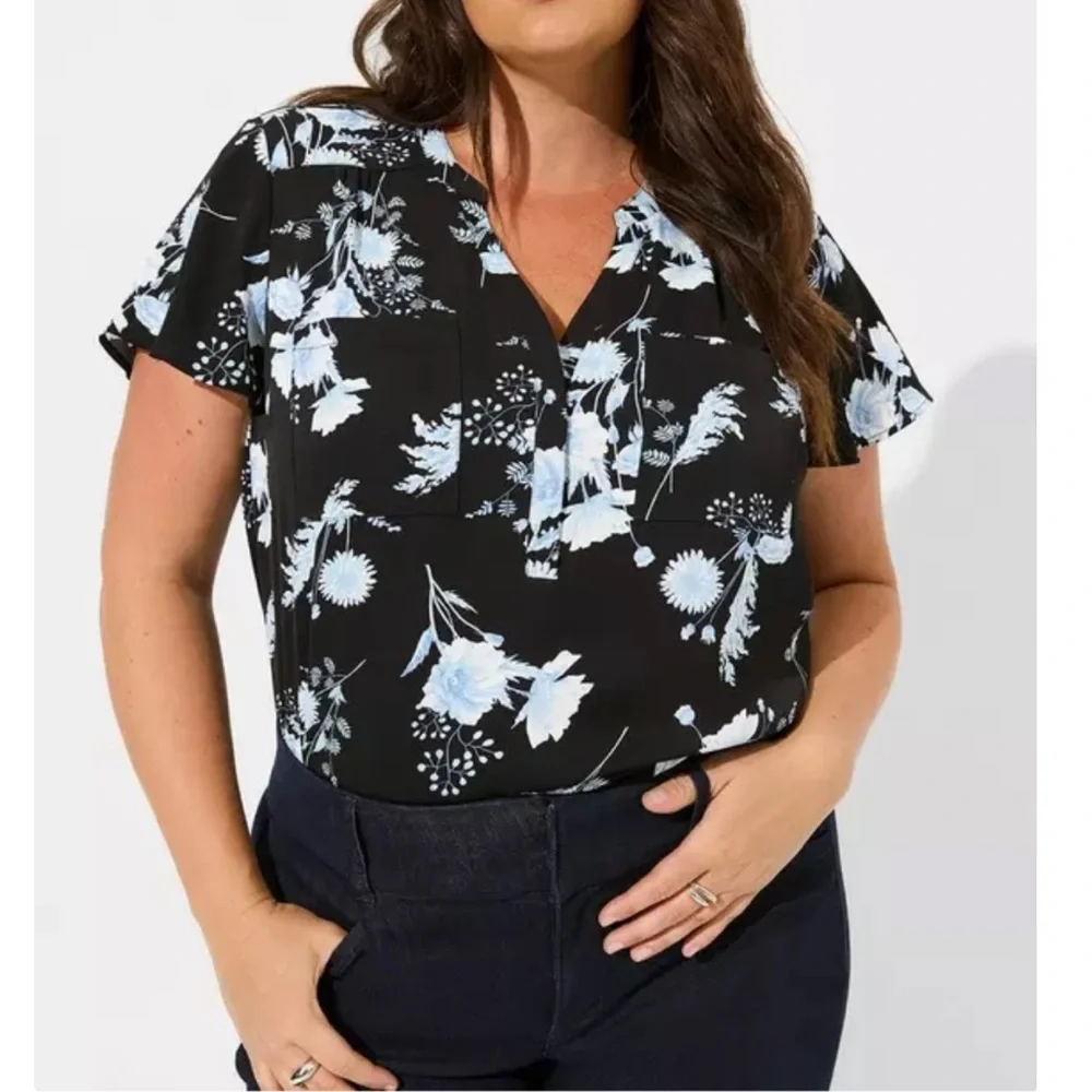 Harper Studio Crepe de Chine Flutter Short Sleeve Blouse women’s plus size 5x - Picture 10 of 10